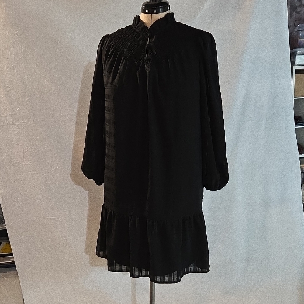 Loft Large Black 3/4 Sleeve Goth-Like Dress
